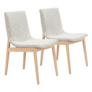 Raha Dining Chair Set of 2 In Whitewashed and Grey