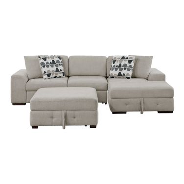 Raife 3-Piece Sectional with Right Chaise and Ottoman In Taupe