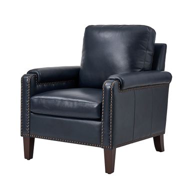 Raimund Genuine Leather Armchair In Navy