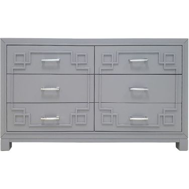 Raina 6 Drawer Dresser In Grey And Silver