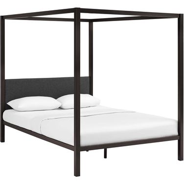 Raina Brown and Gray Queen Canopy Bed Frame