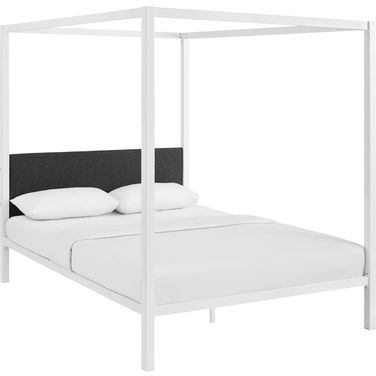 Raina White and Gray Queen Canopy Bed Frame