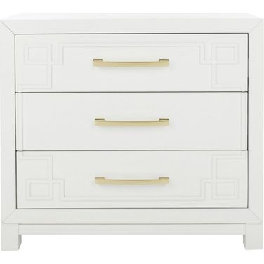 Raina White/Gold 3 Drawer Chest