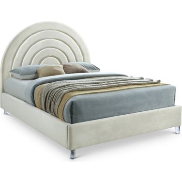 Rainbow Velvet Full Bed In Cream