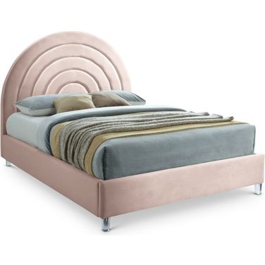 Rainbow Velvet Full Bed In Pink
