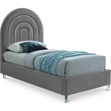 Rainbow Velvet Twin Bed In Grey