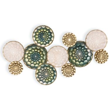 Raine Metal Wall Decor In Teal/White/Gold