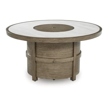 Rainier Ranch Fire Pit Table In Beige