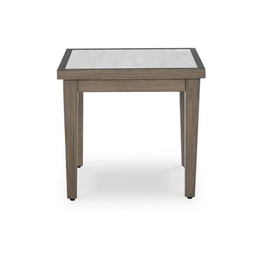 Rainier Ranch Outdoor End Table In Brown and Beige