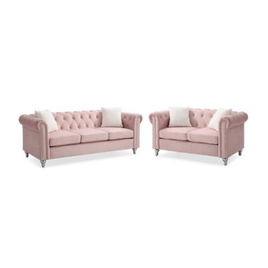 Raisa Living Room Set In Pink