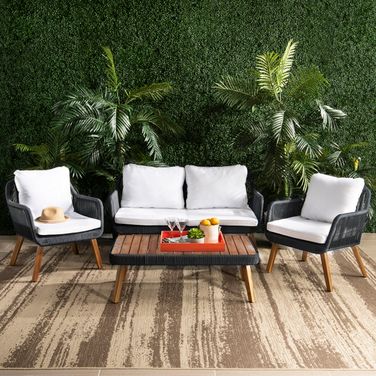 Raldin Rope 4 Pc Living Set in Black and White