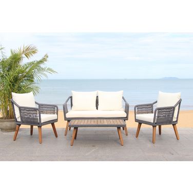 Raldin Rope 4 Pc Living Set in White and Grey