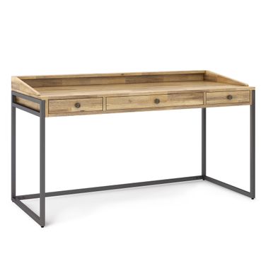 Ralston Solid Acacia Wood Desk In Distressed Golden Wheat