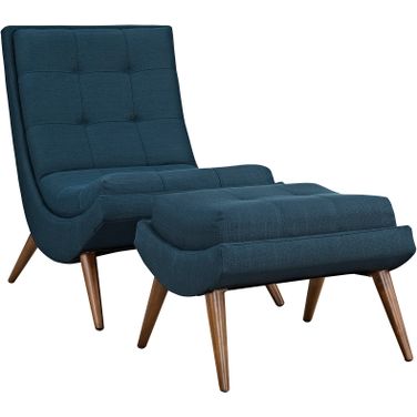 Ramp Azure Upholstered Fabric Lounge Chair Set EEI-2143-AZU