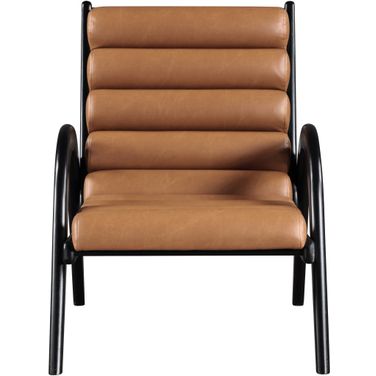 Randal Vegan Leather Upholstered Accent Chair In Cognac and Black