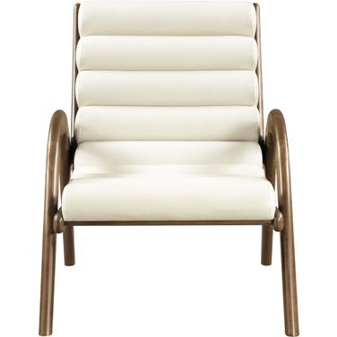 Randal Vegan Leather Upholstered Accent Chair In Cream and Brown Walnut