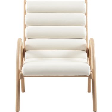 Randal Vegan Leather Upholstered Accent Chair In Cream and Natural