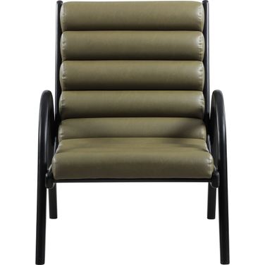 Randal Vegan Leather Upholstered Accent Chair In Olive and Black
