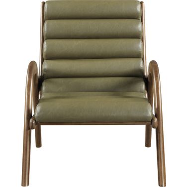 Randal Vegan Leather Upholstered Accent Chair In Olive and Brown Walnut
