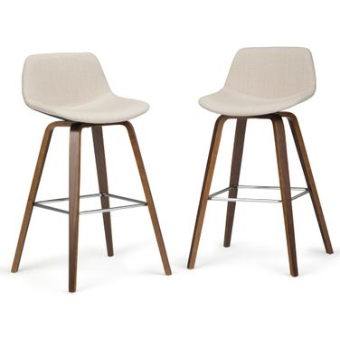 Randolph Bentwood Linen Look Fabric Counter/Bar Height Stool Set of 2 In Natural