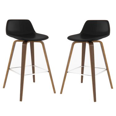 Randolph Bentwood Vegan Faux Leather Counter/Bar Height Stool Set of 2 In Black