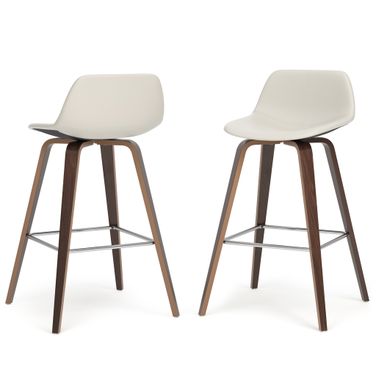 Randolph Faux Leather Bentwood Counter/Bar Height Stool Set of 2 In Cream