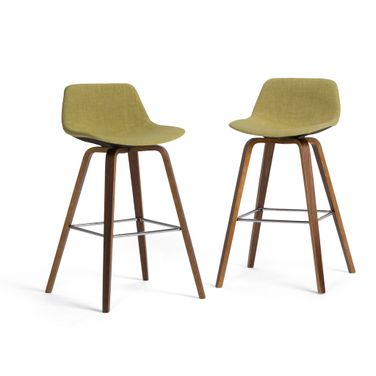 Randolph Linen Look Fabric Bentwood Counter/Bar Height Stool Set of 2 In Acid Green