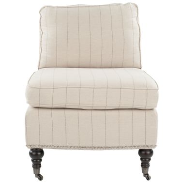 Randy Flax Beige and Espresso Slipper Chair