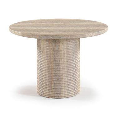 Rapallo 43 Inch Concrete Indoor and Outdoor Dining Table In Travertine