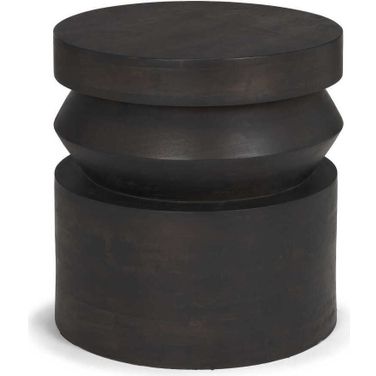 Rashama Stacked Geometric Round Accent Table In Dark Brown