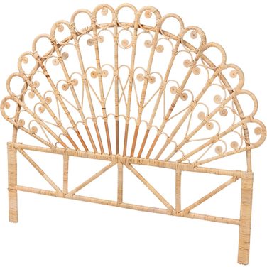 Rasima Queen Size Standalone Headboard In Natural Brown Rattan
