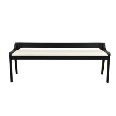 Rasmus Faux Leather Wood Dining Bench In Cream and Black