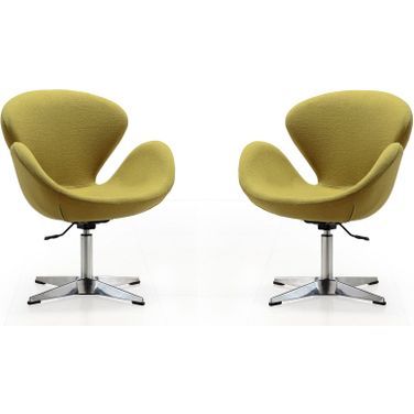Raspberry Adjustable Swivel Chair in Green and Polished Chrome (Set of 2)
