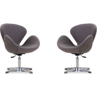 Raspberry Adjustable Swivel Chair in Grey and Polished Chrome (Set of 2)