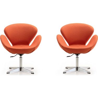Raspberry Adjustable Swivel Chair in Orange and Polished Chrome (Set of 2)