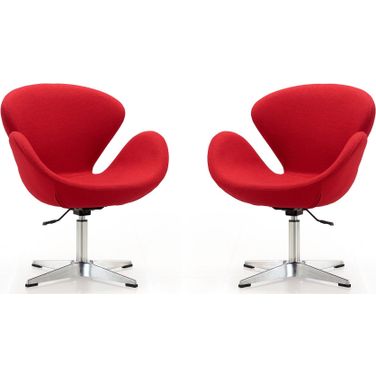 Raspberry Adjustable Swivel Chair in Red and Polished Chrome (Set of 2)