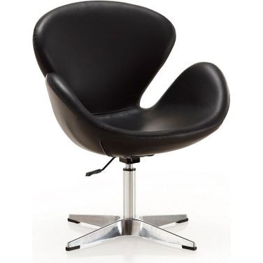 Raspberry Faux Leather Adjustable Swivel Chair in Black and Polished Chrome