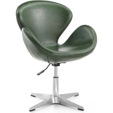 Raspberry Faux Leather Adjustable Swivel Chair in Forest Green and Polished Chrome