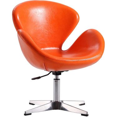Raspberry Faux Leather Adjustable Swivel Chair in Tangerine and Polished Chrome