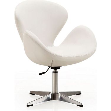 Raspberry Faux Leather Adjustable Swivel Chair in White and Polished Chrome