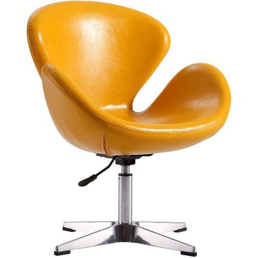 Raspberry Faux Leather Adjustable Swivel Chair in Yellow and Polished Chrome