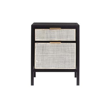 Rattan Filing Cabinet In Antique Brass and Black