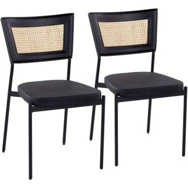 Rattan Tania Dining Chair Set of 2 In Black