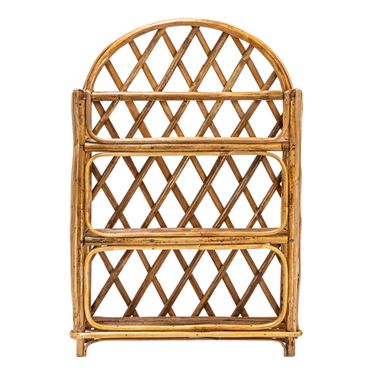 Rattan Wall Shelf with 3-Tier Shelves In Natural