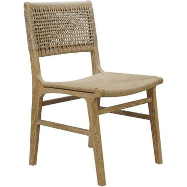 Rattan Wrapped Dining Chair In Matte Cerused Oak
