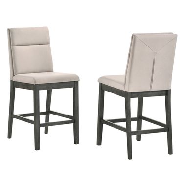 Raul Counter Height Dining Chairs Set of 2 In Light Gray Fabric and Dark Gray Wood