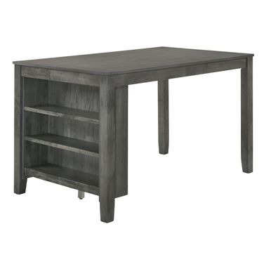 Raul Counter Height Dining Table with 3 Shelf Storage In Dark Gray Wood
