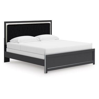 Ravalori King Upholstered Panel Bed In Black