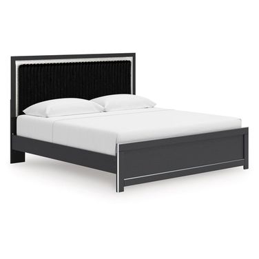 Ravalori King Upholstered Panel Platform Bed In Black