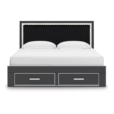 Ravalori King Upholstered Panel Storage Bed In Black